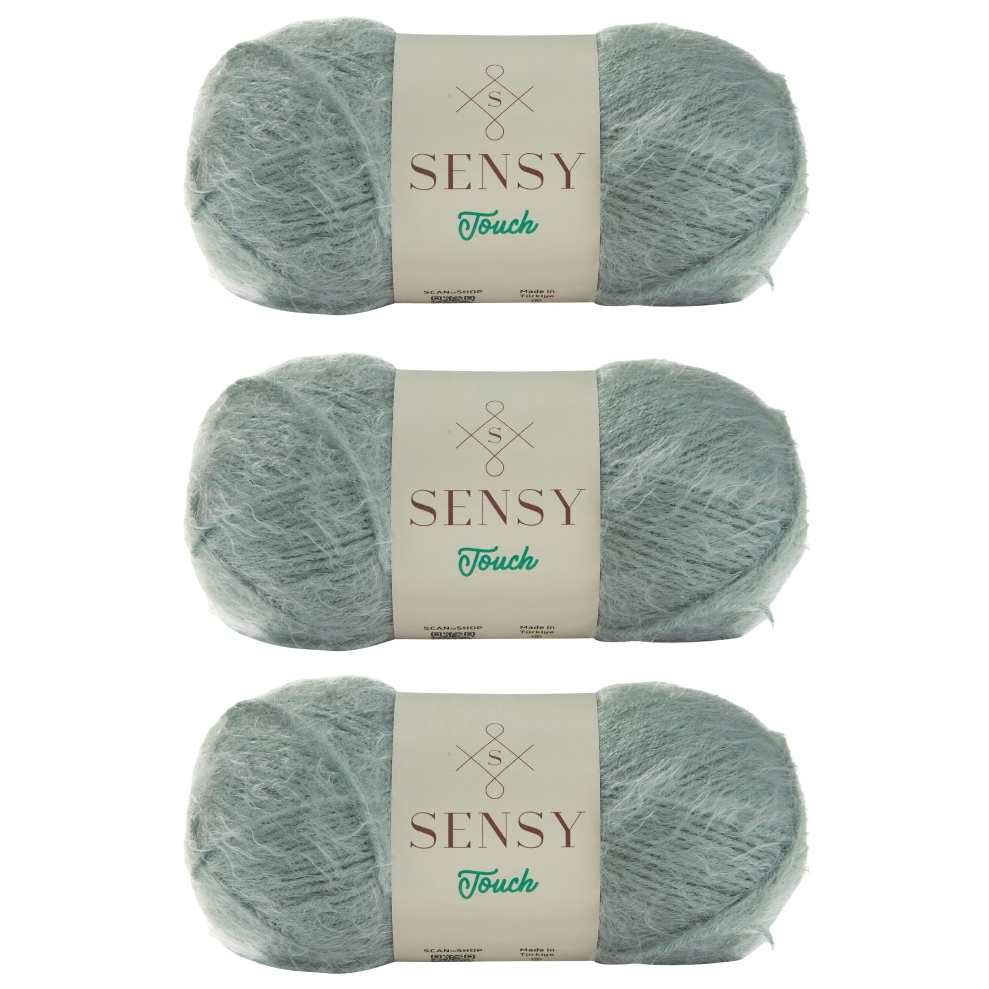 3 Skeins of Sensy Touch Yarn, 3.5 oz, 268 Yards, Gauge 3 Light (Azure)