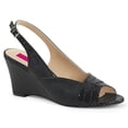 thumbnail image 1 of 3" Slingback Wedge Sandal - Blk Faux Leather, 14, 1 of 2