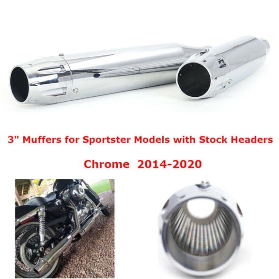 3" Slip on Mufflers Exhaust Pipes for Harley Sportster XL 883 1200 Custom Iron SuperLow 2014-2020