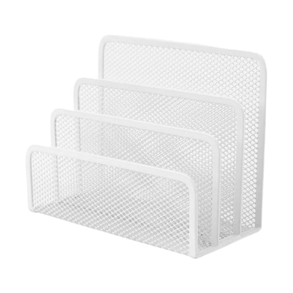3-Slot Desk Mail Organizer, Metal Mesh Letter Sorter File Holder for Bills Documents, 6.85" Office Desktop Organizer