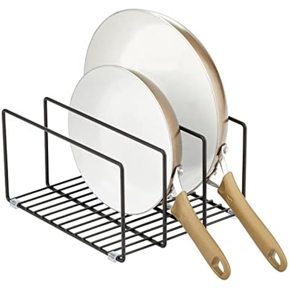 3 Slot Metal Pan Organizer for Kitchen Cabinet, Pantry & Counter, Storage for Baking Sheets, Pans & Cutting Boards, Black