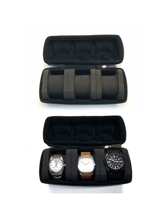 3 Slot Watch Box Collector Travel Display Case Organizer Jewelry Storage Case