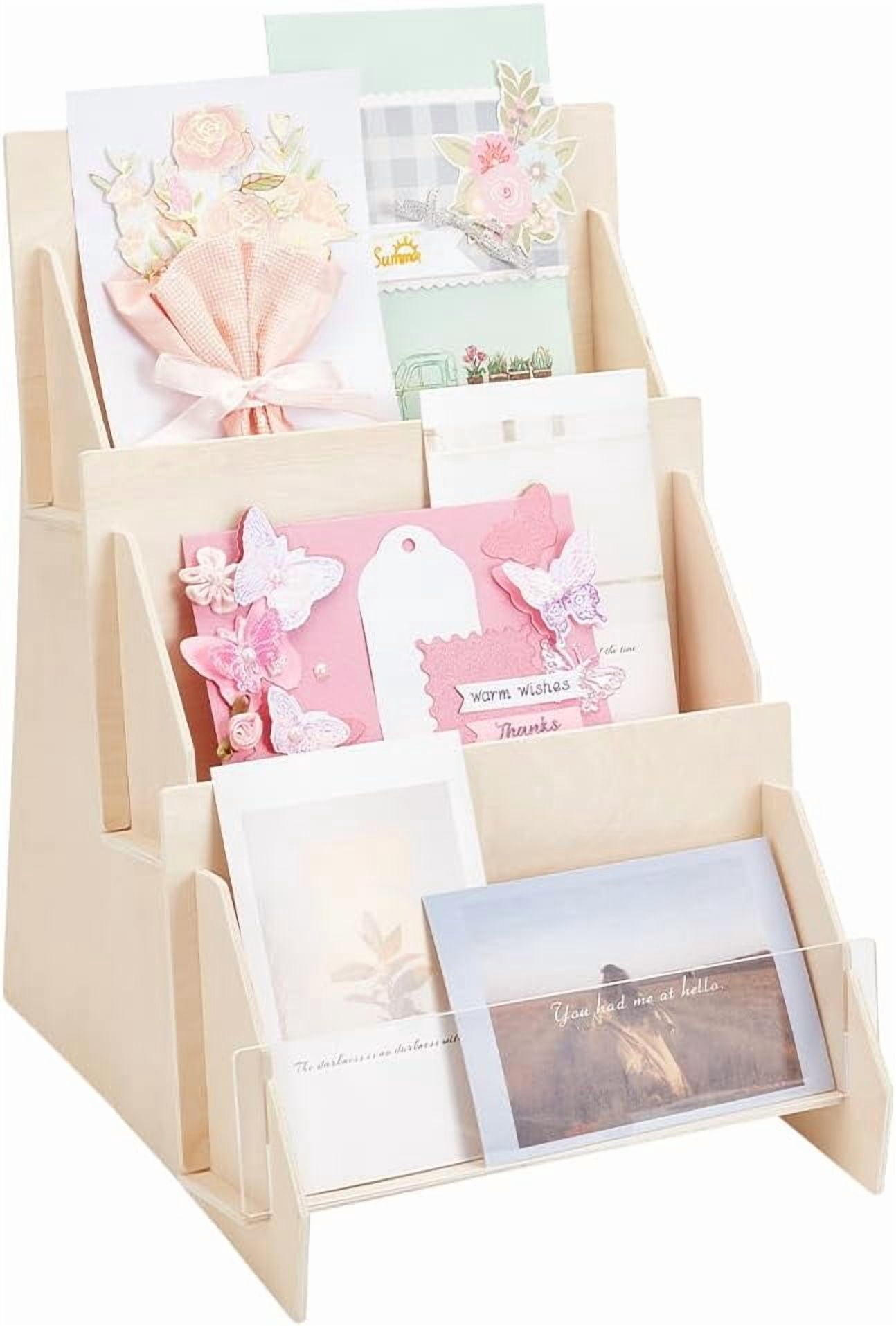 3-Slot Wood Display Risers for Greeting Card Display PapayaWhip 24.4x25 ...