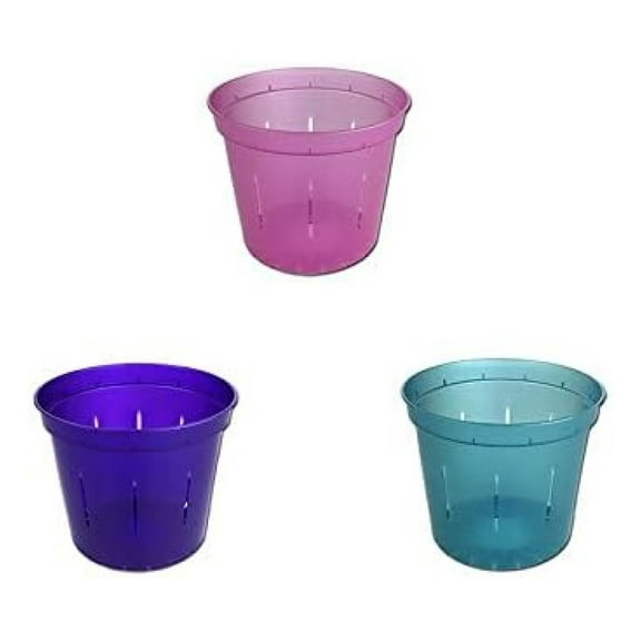 3" Slotted Orchid Pots 3-Pack - Rose, Amethyst, Blue - Enhanced Drainage & Airflow for Orchids, African Violets & Tropical Plants