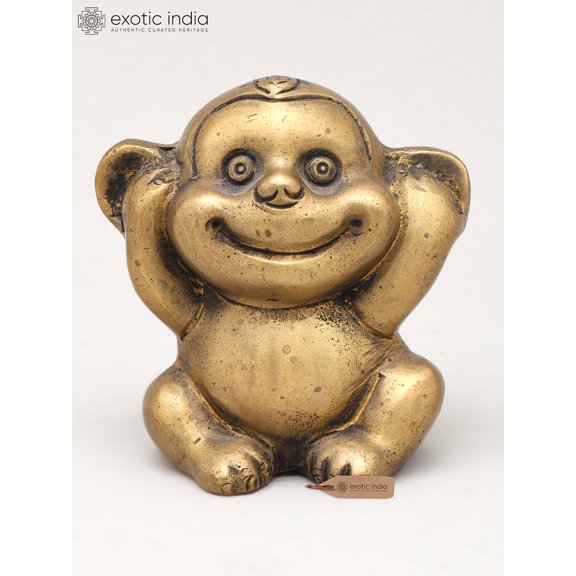 3" Small Brass Decorative Monkey Statue | Table Decor