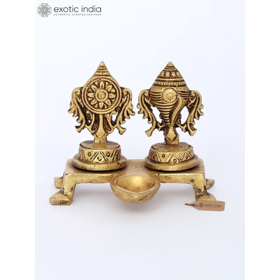 3" Small Brass shankh Chakra Lamp (Diya)