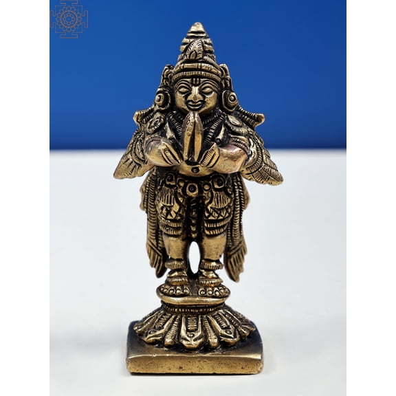 3" Small Garuda Idol in Namaskara Mudra | Handmade Brass Statue