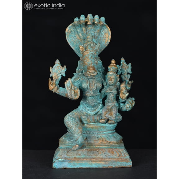 3" Small Lord Hayagriva Bronze Statue with Devi Lakshmi