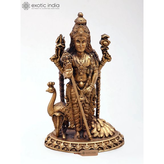 3'' Small Size Lord Karttikeya (Murugan) | Copper Statue