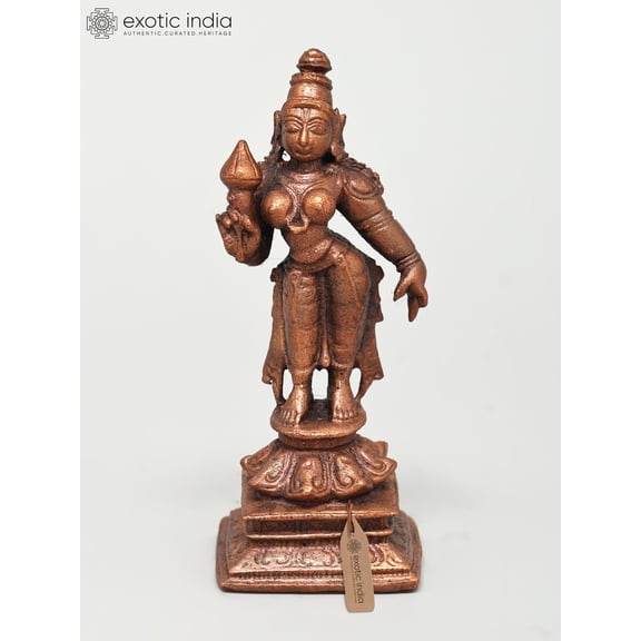 3" Small Standing Devi Uma (Parvati) In Copper