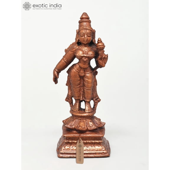 3" Small Standing Goddess Parvati (Uma) | Copper Statue