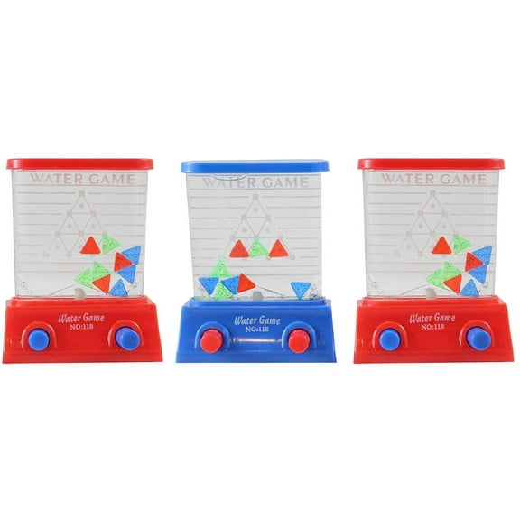 3 Small Water Games Triangle Challenge - Push Button to Put Triangles in Slot - Hand Held Travel Arcade Game Party Favor