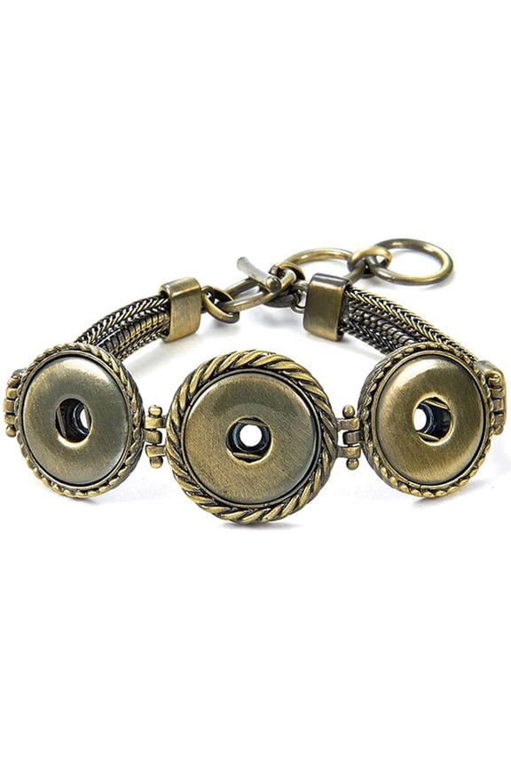 Snap Jewelry Brass 9 inch Bracelet Fits 3 Ginger Charm 18MM 20MM Buttons