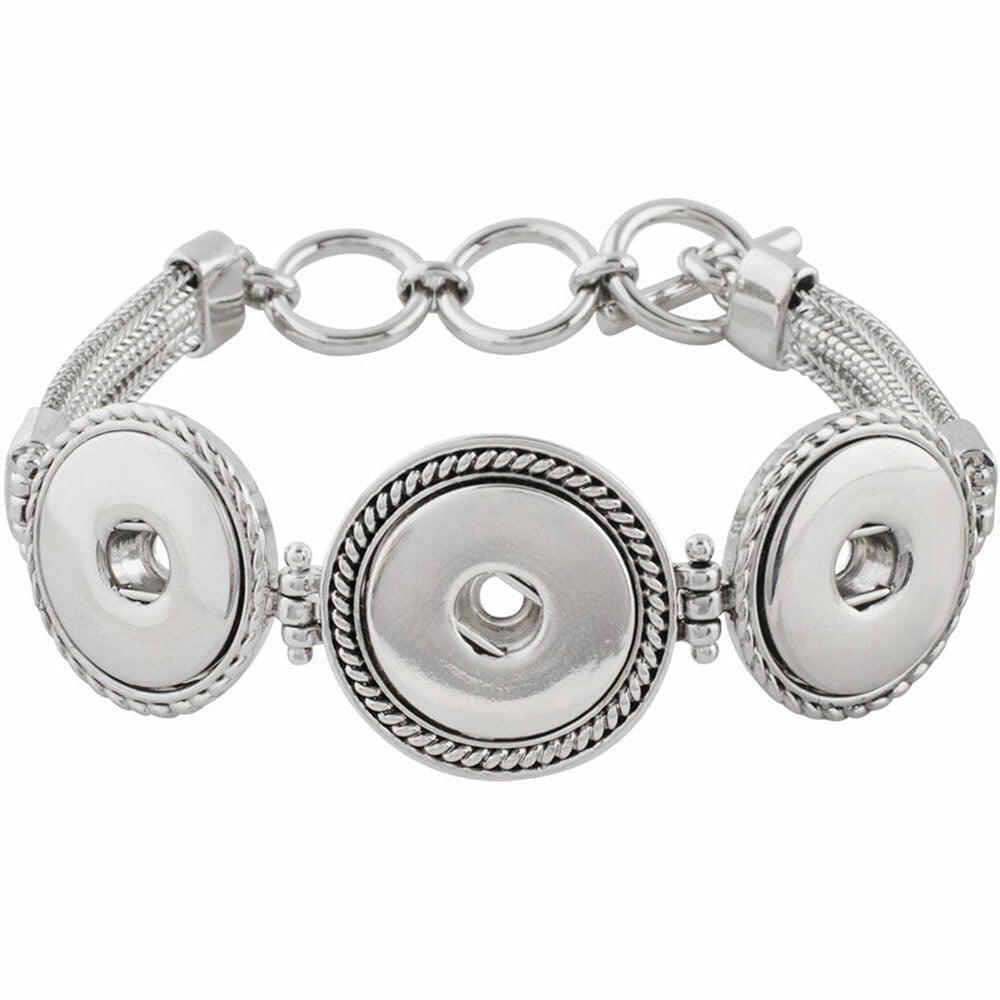 3 Snap Metal 9 inch Bracelet Snap Jewelry Fits 18MM 20MM Ginger Charm Buttons