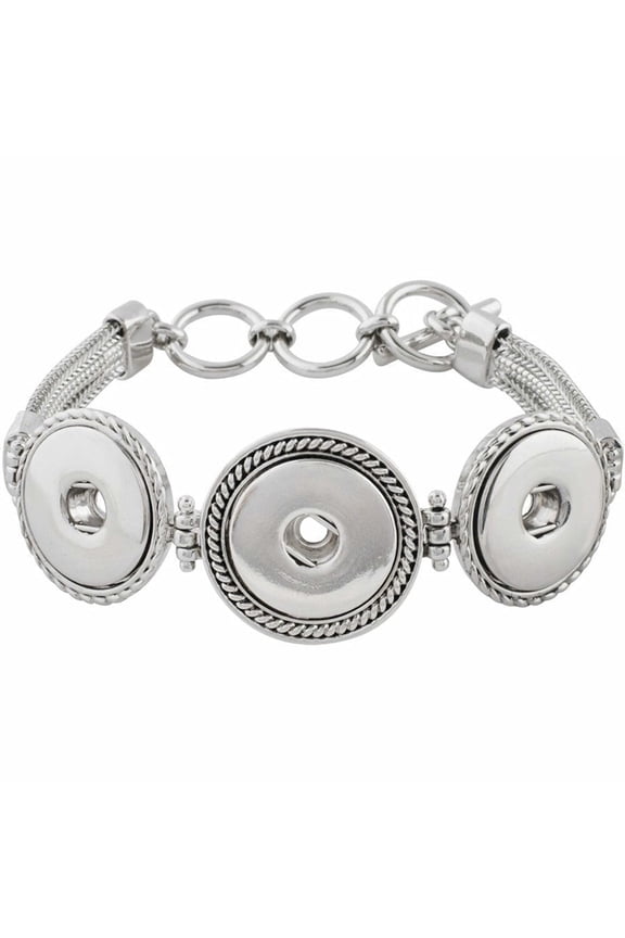 3 Snap Metal 9 inch Bracelet Snap Jewelry Fits 18MM 20MM Ginger Charm Buttons