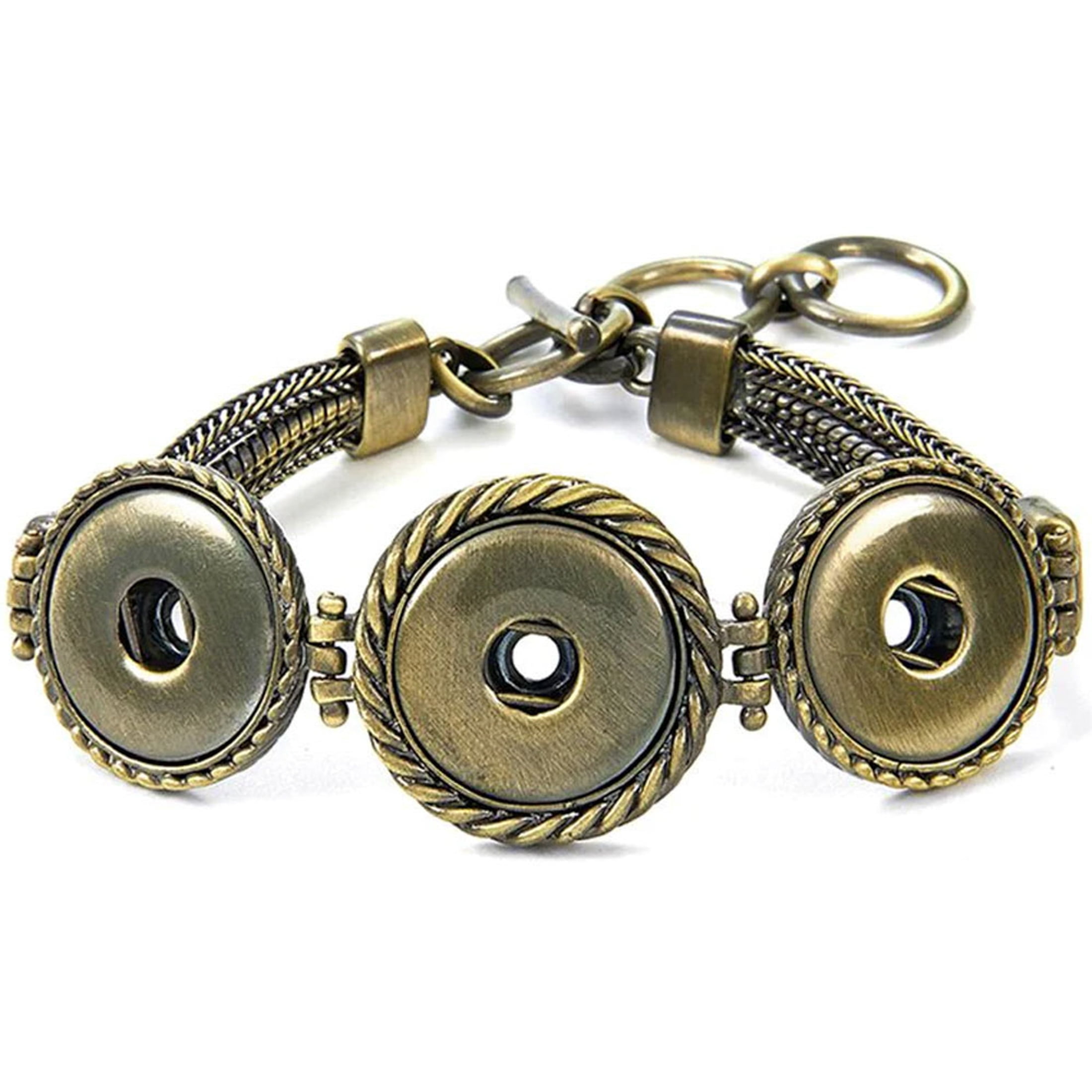 3 Snap Metal 9 inch Bracelet Snap Jewelry Fits 18MM 20MM Ginger Charm Buttons