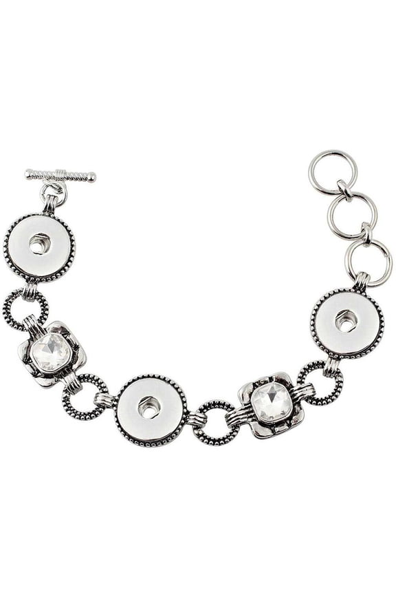 3 Snap Metal 9in. Bracelet Snap Jewelry Fits 18MM 20MM Ginger Charm Buttons