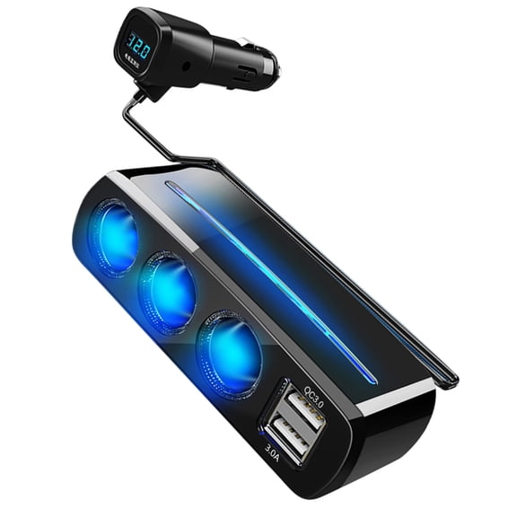 3 Socket Car Splitter Charging Adapter Adapter 4 in 1 Power Outlet 120W with USB Car Charging Adapter Cigarettes