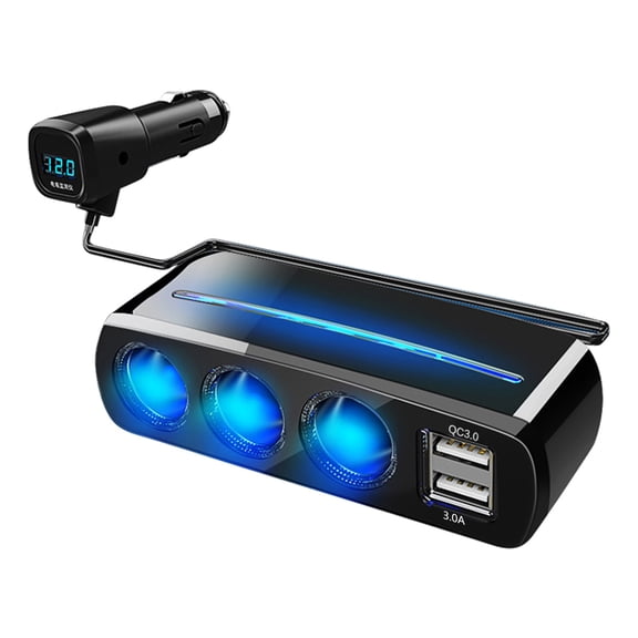 3 Socket Car Splitter Charging Adapter Adapter 4 in 1 Power Outlet 120W with USB Car Charging Adapter Cigarettes