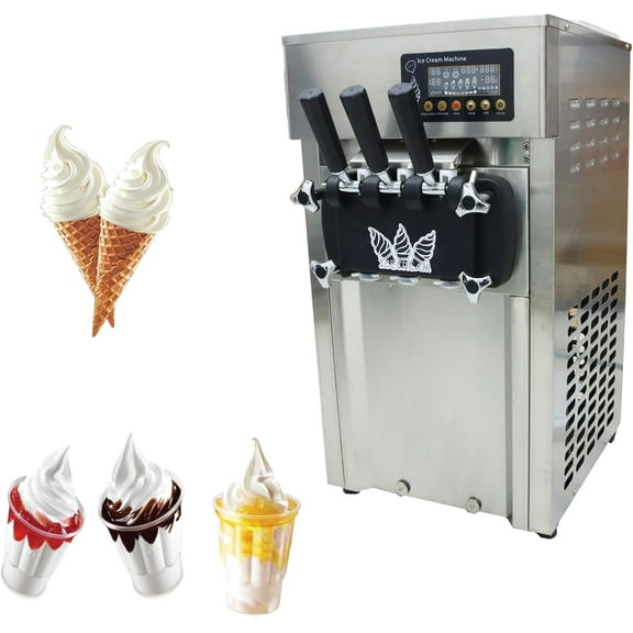 3 Soft Ice Cream Machine Desktop Automatic Commercial 110V 1200W