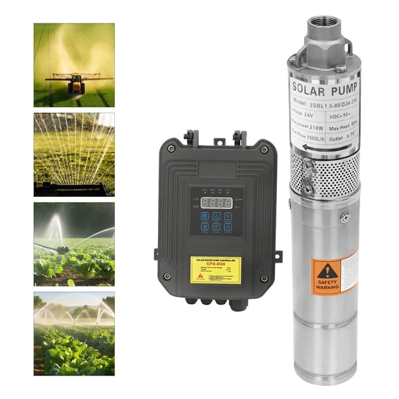 3" Solar Pump Submersible Pump Bore Deep Well Water Pump & MPPT Controller DC24V