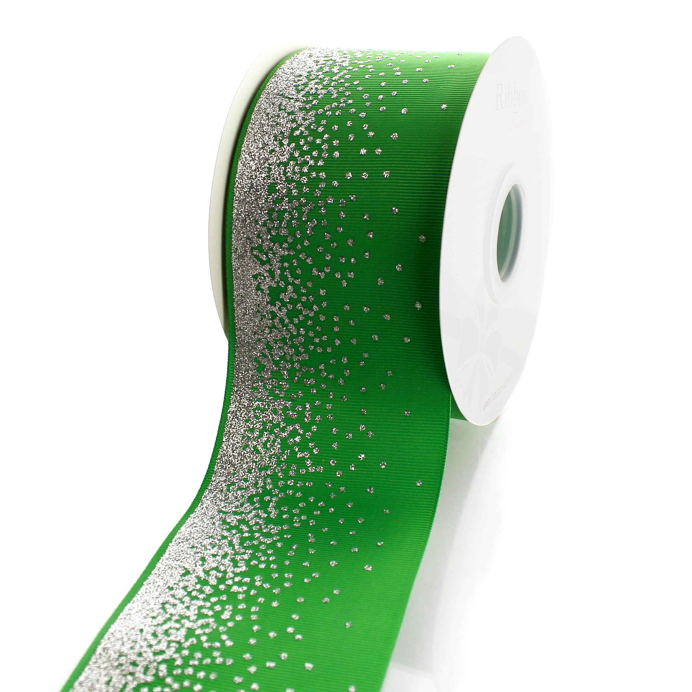 3" Sparkle Fade Grosgrain Ribbon Emerald Green 25yds