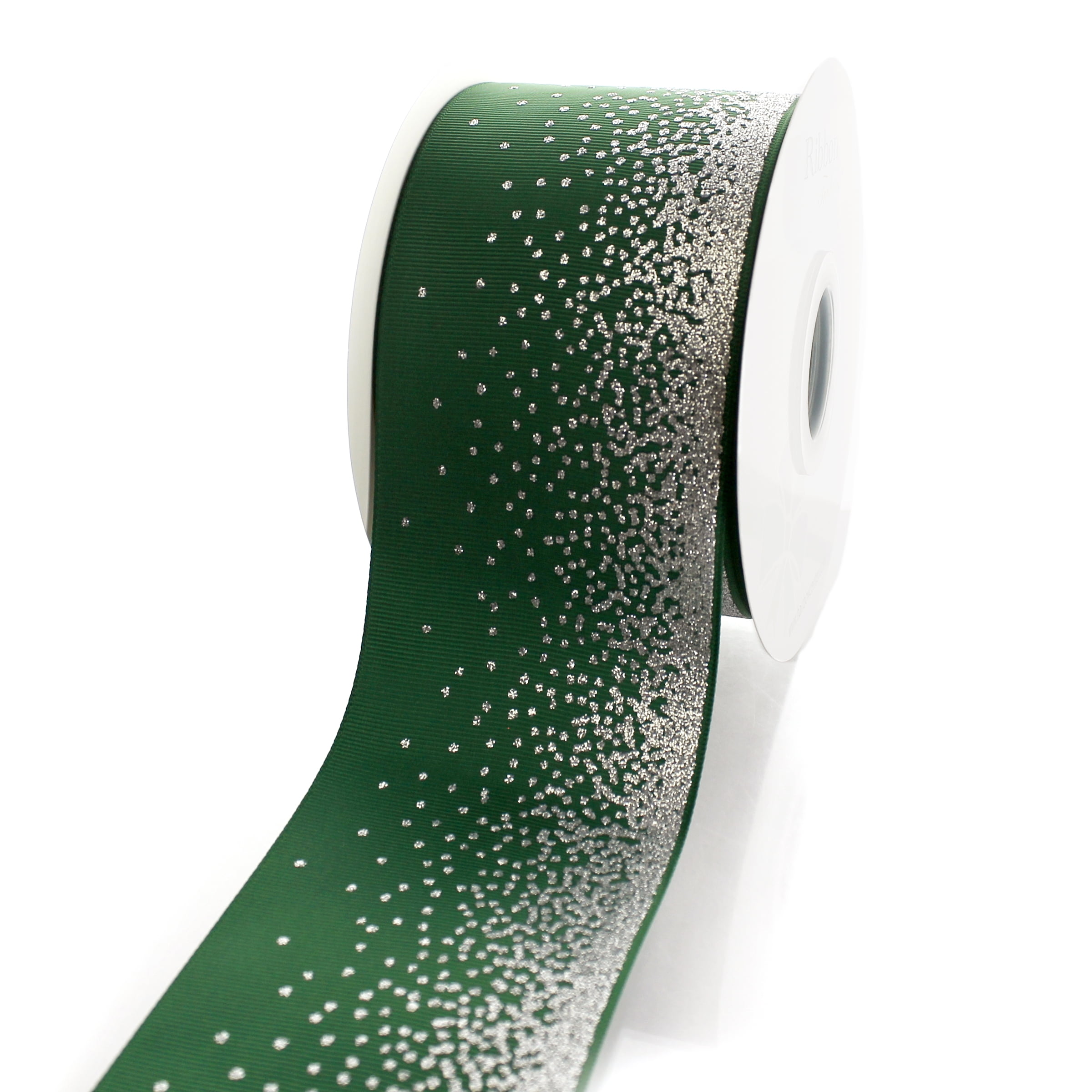 3" Sparkle Fade Grosgrain Ribbon Forest Green 25yds