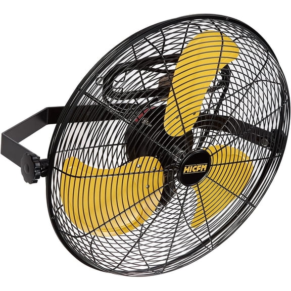 3 Speed, 120 Degree Oscillating Wall Mount Fan, 5000 CFM, Rotary Switch