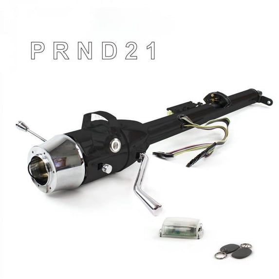 3 Speed 6 Hole White Push Button with RFID Keyed Tilt Shift Column - Black