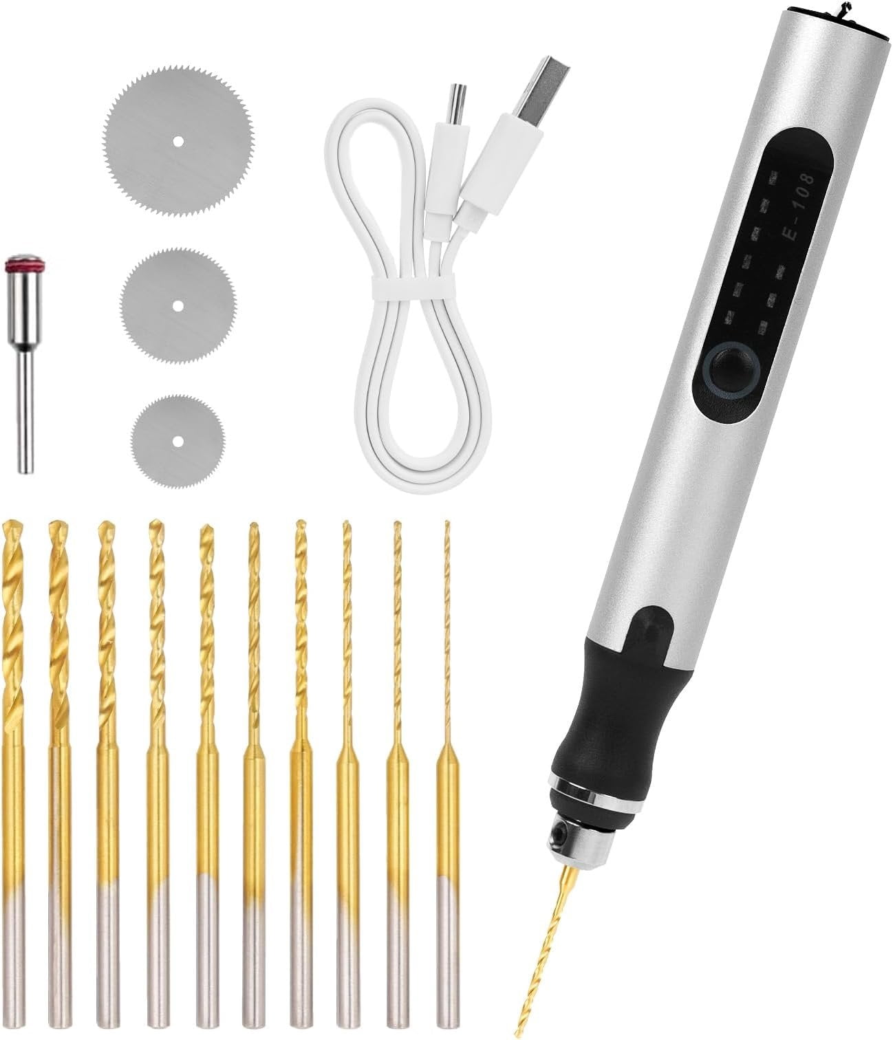 3-Speed Cordless Mini Drill Pen with 10 Small Drill Bits, Rechargeable ...