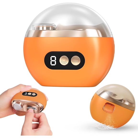 3-Speed Electric Nail Clipper with Convenient Collection Box and LED Light, USB Rechargeable Automatic Nail Trimmer, Convenient Safe, Orange