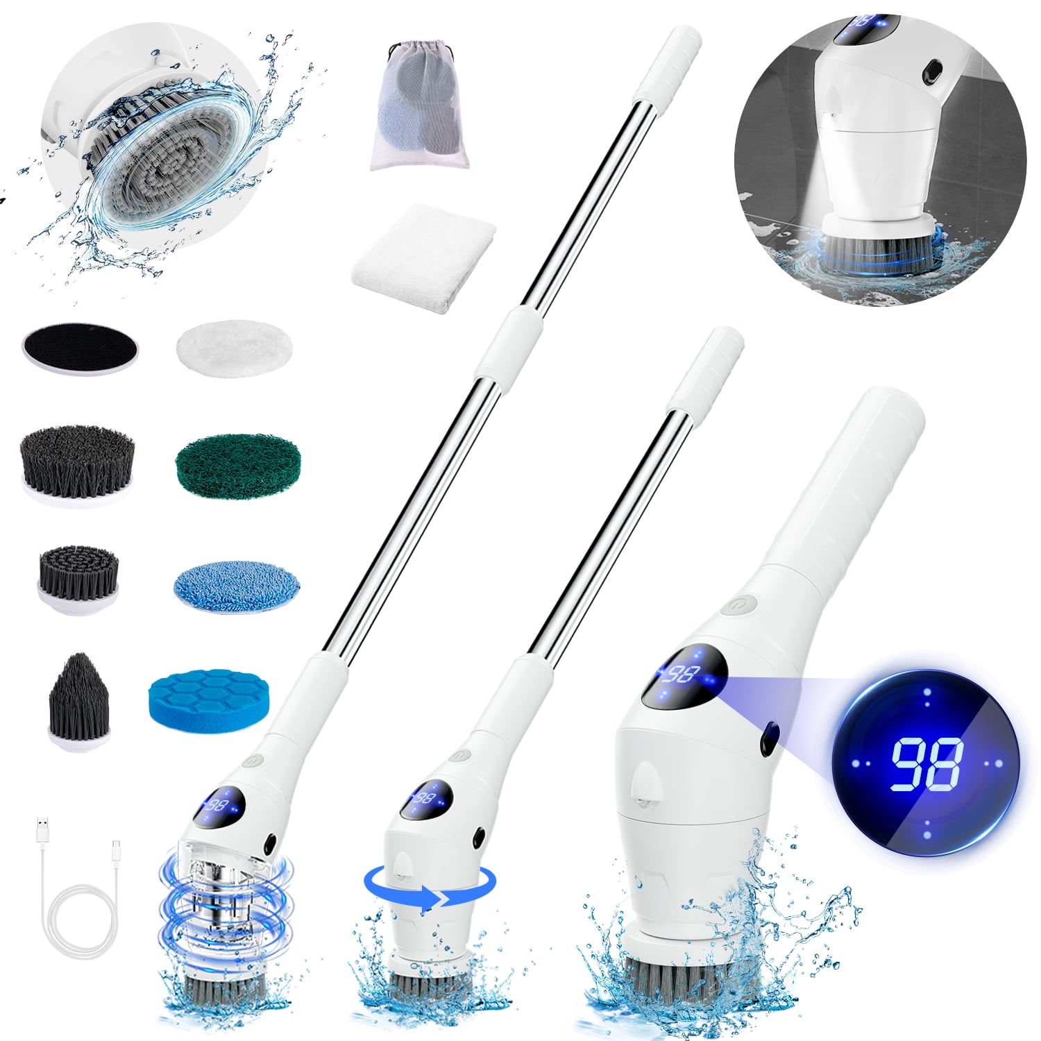 Buy VMITRA Multi-Functional Electric Cleaning Brush 5 in 1 Magic Power  Scrubber Household Cleaning Tools Spin Scrubber with 3 Brush Heads, Buffer  Polisher, for Bathroom, Shower, Tub, Kitchen Floor Online at Best
