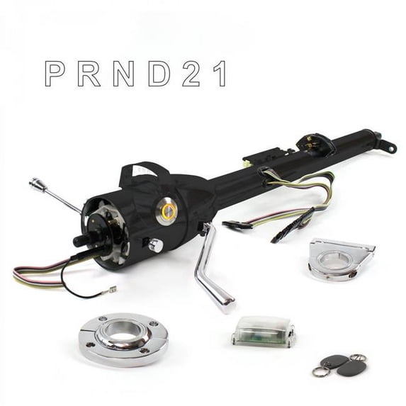3 Speed Floor Mount 2.5 in. Drop Orange Push Button with RFID Keyed Tilt Shift Column - Black