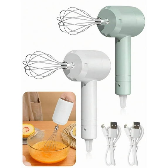 3-Speed Hand Mixer - USB Rechargeable, Cordless, Stainless Steel Dual Whisks For Baking And Cooking Essentials