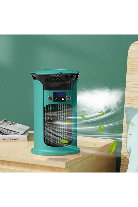 3-Speed Mini Conditioning Fan with Ice Water Cooling and Colorful Night Light, USB-Powered Desktop Humidifier Cooler for Office Bedroom, Low Noise and Multi-Gear Louver Wind Adjustment