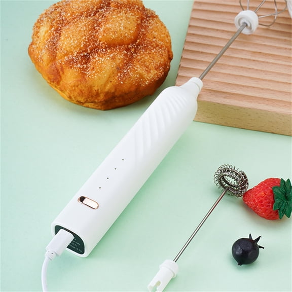 3-Speed USB Rechargeable Hand Mixer, ZzCityTK Wireless Multi-Function Beater with Double USB Ports, Portable Milk Eggs Coffee Blender for Kitchen Baking Cooking, White