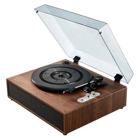 3-Speed Vinyl Record Player with Bluetooth, Built-in 10W Speakers, Belt Drive, Magnetic Cartridge. Supports 33/45/78 RPM & 7/10/12" Records, AUX/RCA Output Retro Turntable for Home Use