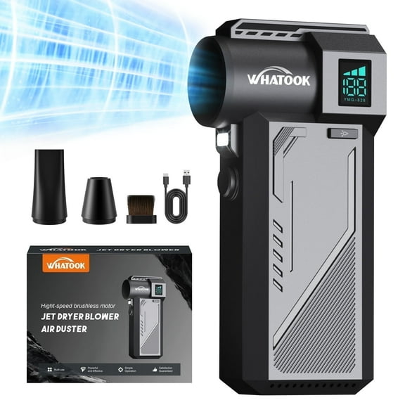 Compressed Air Duster,250000RPM Cordless Electric Air Blower,3-Gear Adjustable Power Dust Cleaner with Digital Display & LED lights,for Car,Computer,Laptop,Keyboard Cleaning