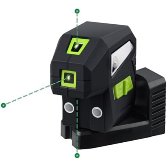 3 Spot Laser Level, Green Beam Self-Leveling Laser Plumb Bob with Magnetic Base, 131-Foot Range, 2 AA Batteries and Carry Pouch Included - F301G$$