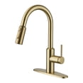 thumbnail image 1 of 3-Spray Patterns 1.8 GPM Single Handle Pull Down Sprayer Kitchen Faucet with Deckplate, Detachable Brush in Brushed Gold, 1 of 10