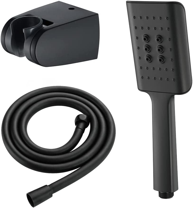 3 Spray Settings Handheld Shower Head Set, High Pressure Black ABS Hand ...