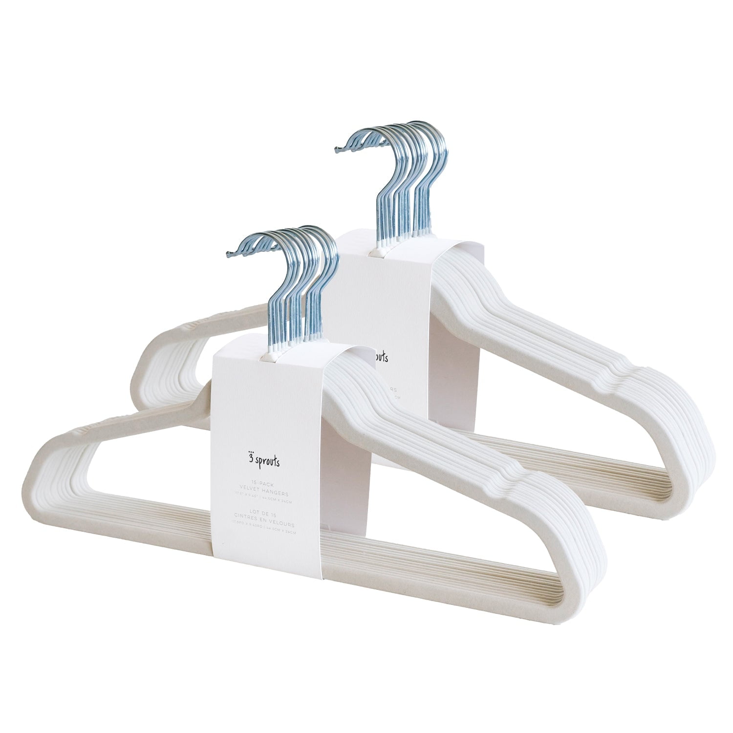 3 Sprouts Adult Velvet Hanger/Cream (Set of 30)