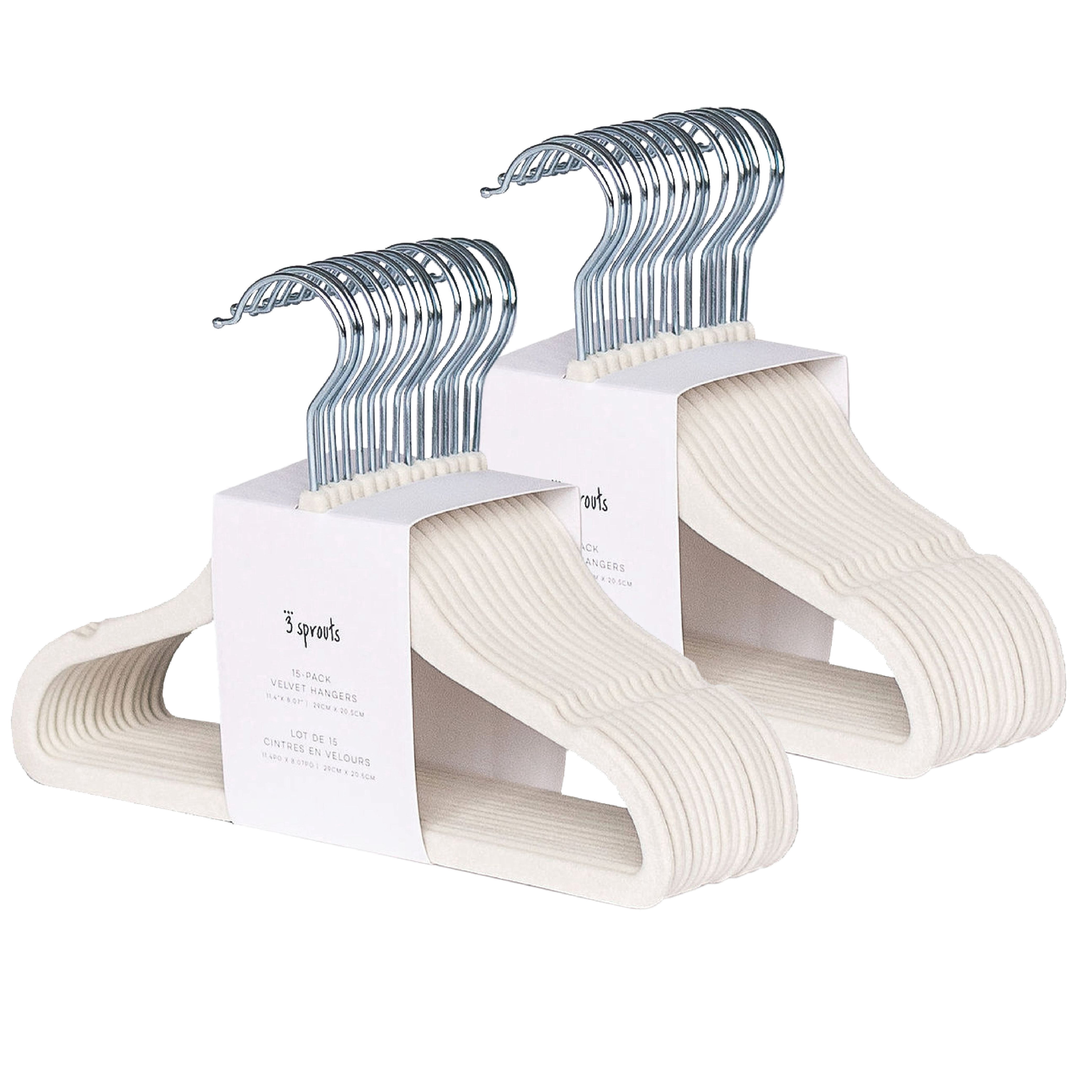 3 Sprouts Baby Velvet, Non-Slip Clothes Hangers - Pack of 30 - Cream