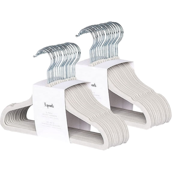 3 Sprouts Baby Velvet, Non-Slip Clothes Hangers - Pack of 30 - Gray
