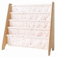 thumbnail image 1 of 3 Sprouts Recycled Fabric Kids Book Rack Storage Bookshelf Organizer in Pale Pink Terrazzo for Ages 3+, 1 of 15
