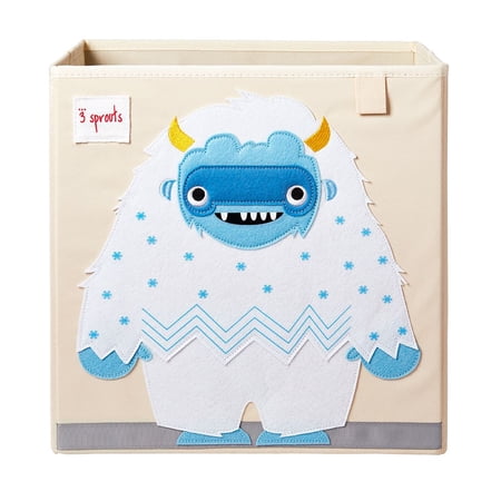 3 Sprouts Children's Foldable Fabric Storage Cube Soft Toy Bin Basket, Yeti