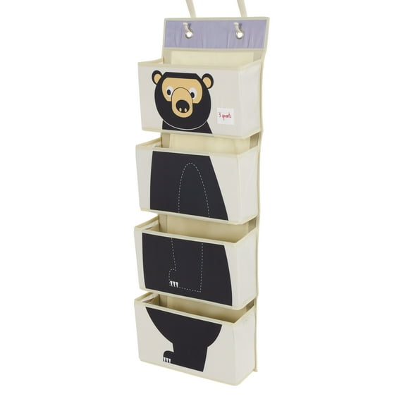 3 Sprouts Children's Nursery Room Wall Hanging Basket Storage Organizer, Bear