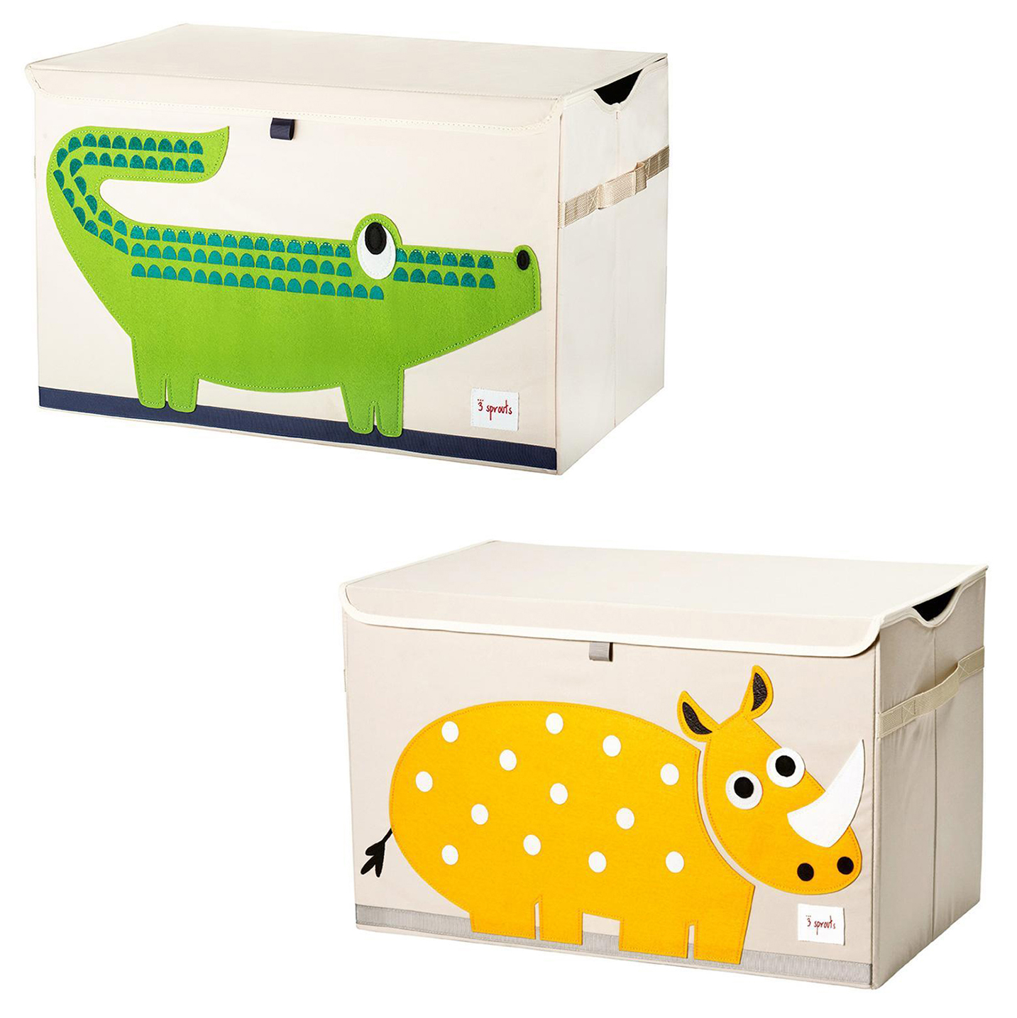 3 Sprouts Collapsible Toy Chest Storage Bin Bundle w/ Crocodile + Rhino
