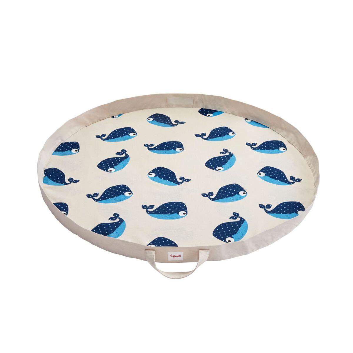 Blue Whale Cotton Convertible Toy Storage Bag and Play Mat