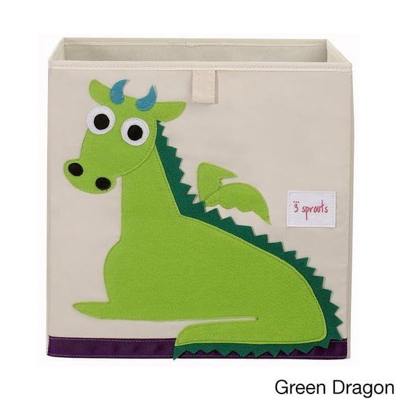 3 Sprouts Cube Storage Box - Organizer Container for Kids & Toddlers, Dragon